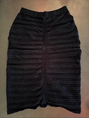Anthropologie Black Ribbed Pencil Skirt